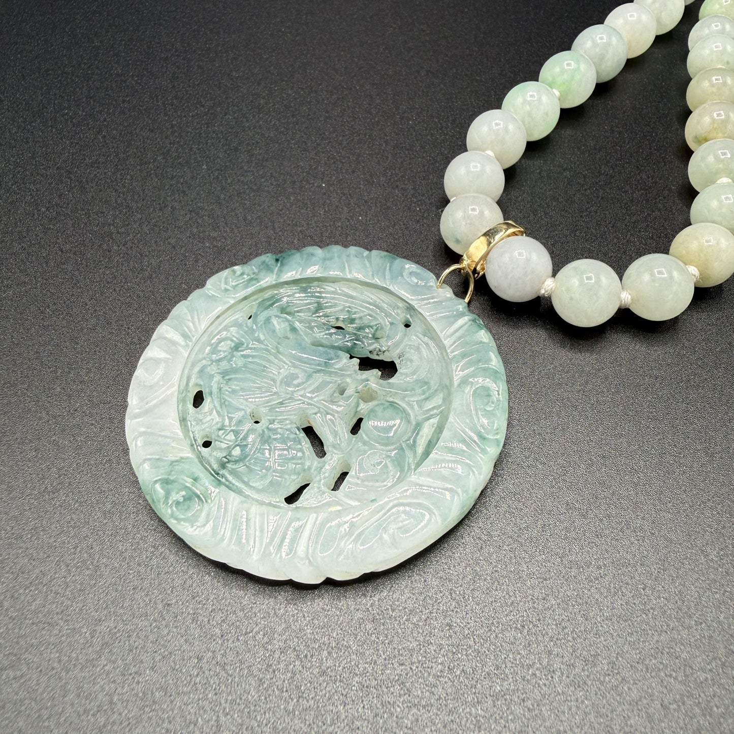 Estate Jadeite Celadon Medallion Pendant