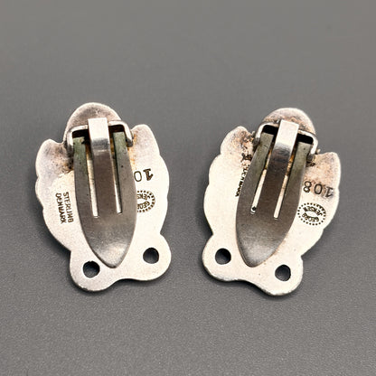 Estate Pair of Georg Jensen Sterling Earrings with Synthetic Sapphire no 108