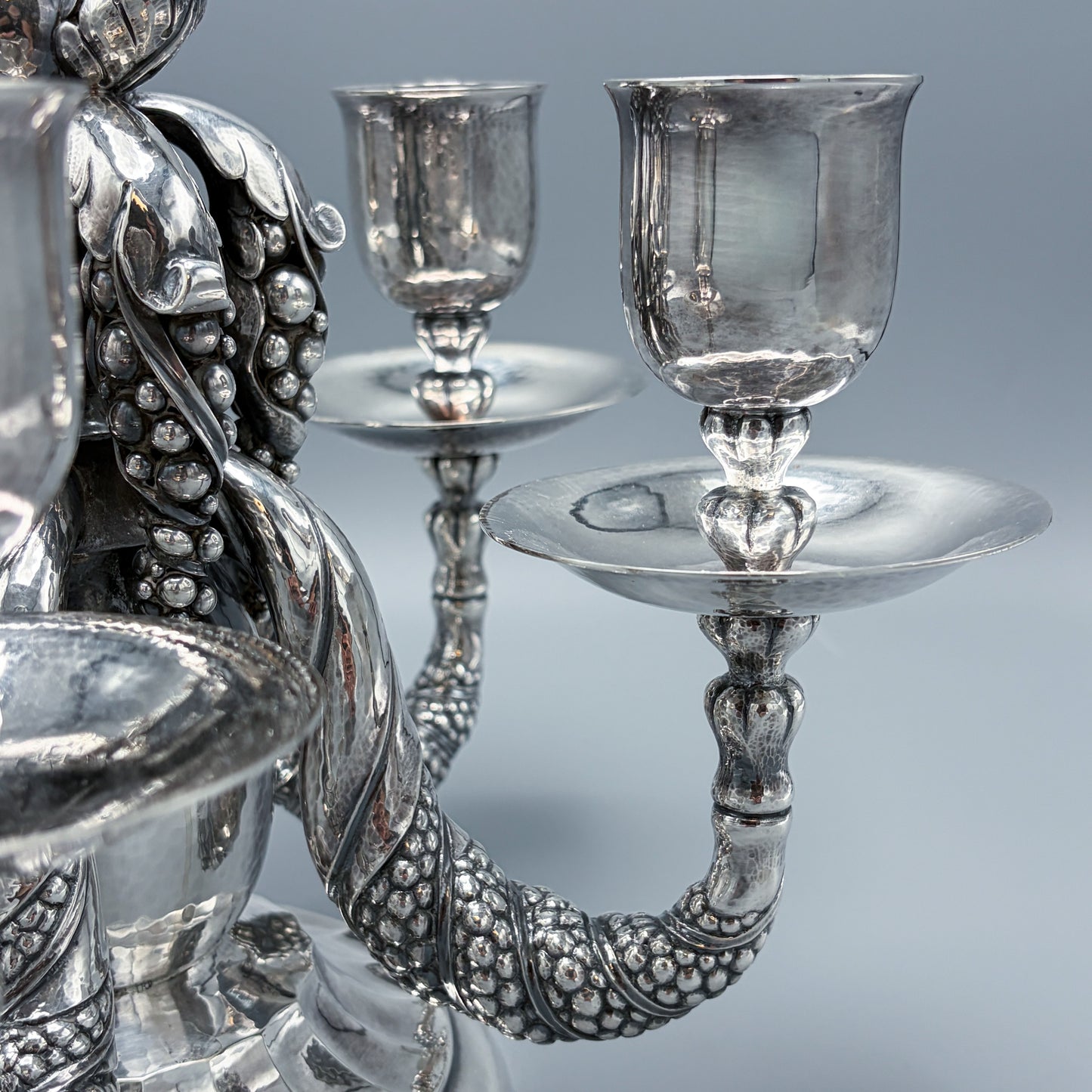 Estate Sterling Silver Pair of Five Light “Octopus” Candelabra No 383A by Georg Jensen 3082g - 14" wide x 11" H