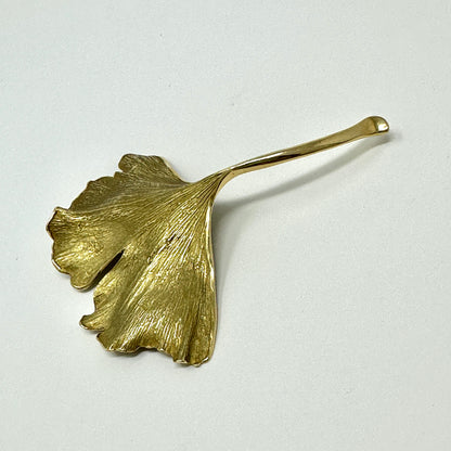 John Iversen 18kt Ginkgo Leaf Brooch