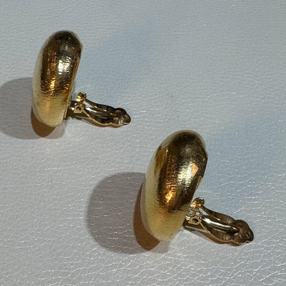 Estate Sterling Silver w/ 24K Gold Vermeil Clip-on "Pebble" Earrings by John Iverson