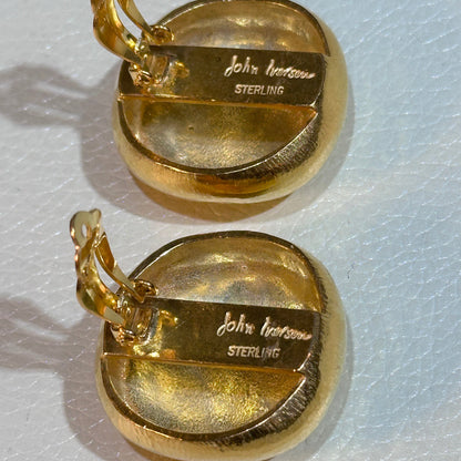 Estate Sterling Silver w/ 24K Gold Vermeil Clip-on "Pebble" Earrings by John Iverson