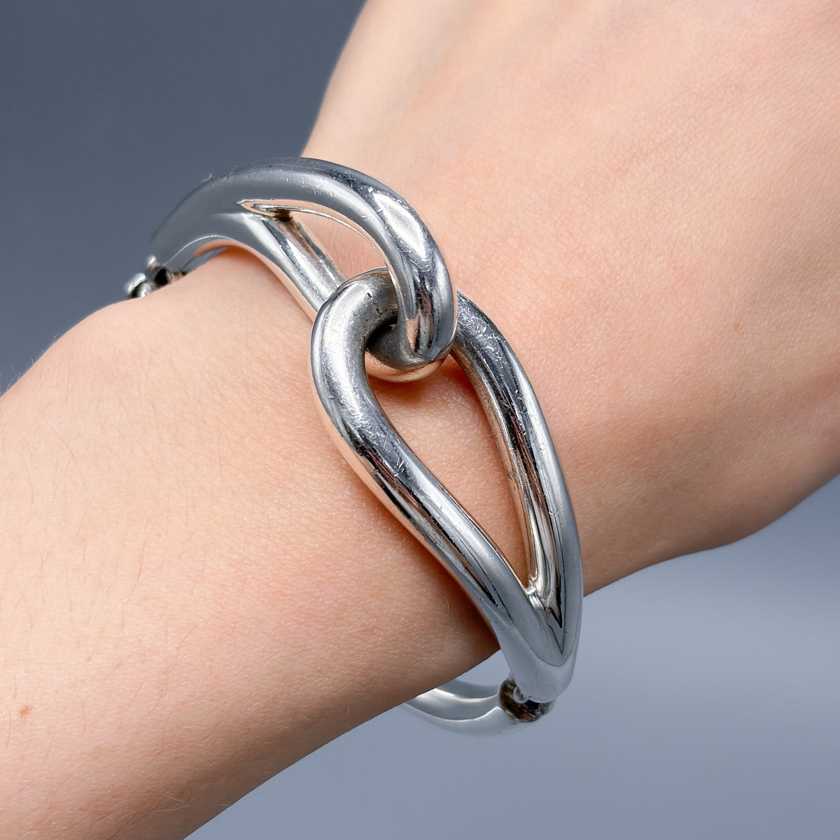 Estate Sterling Silver Link Bracelet by Jose Quintana