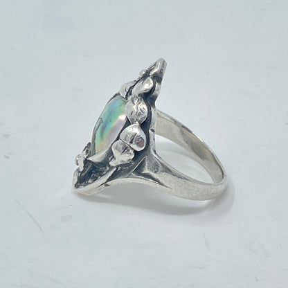 Estate Kalo Hand Wrought Sterling Silver Art Nouveau Blister Pearl Ring by Bjarne Axness