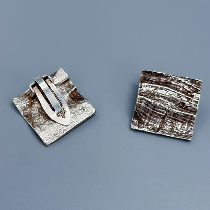 Estate Sterling Silver Knud V. Andersen Bark Plane Clip On Earrings