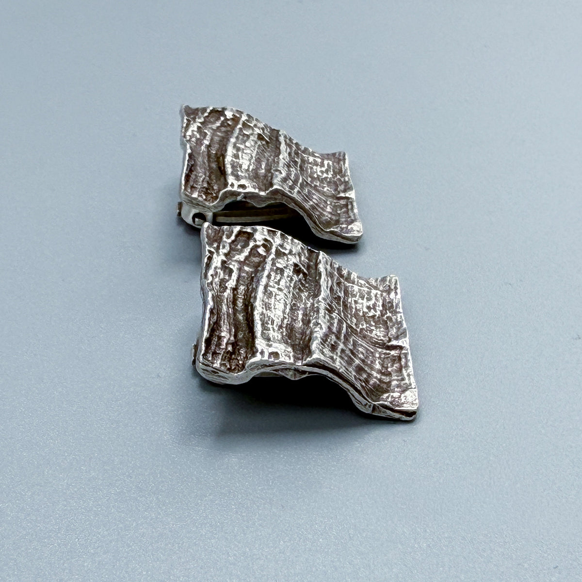 Estate Sterling Silver Knud V. Andersen Bark Plane Clip On Earrings
