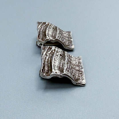Estate Sterling Silver Knud V. Andersen Bark Plane Clip On Earrings