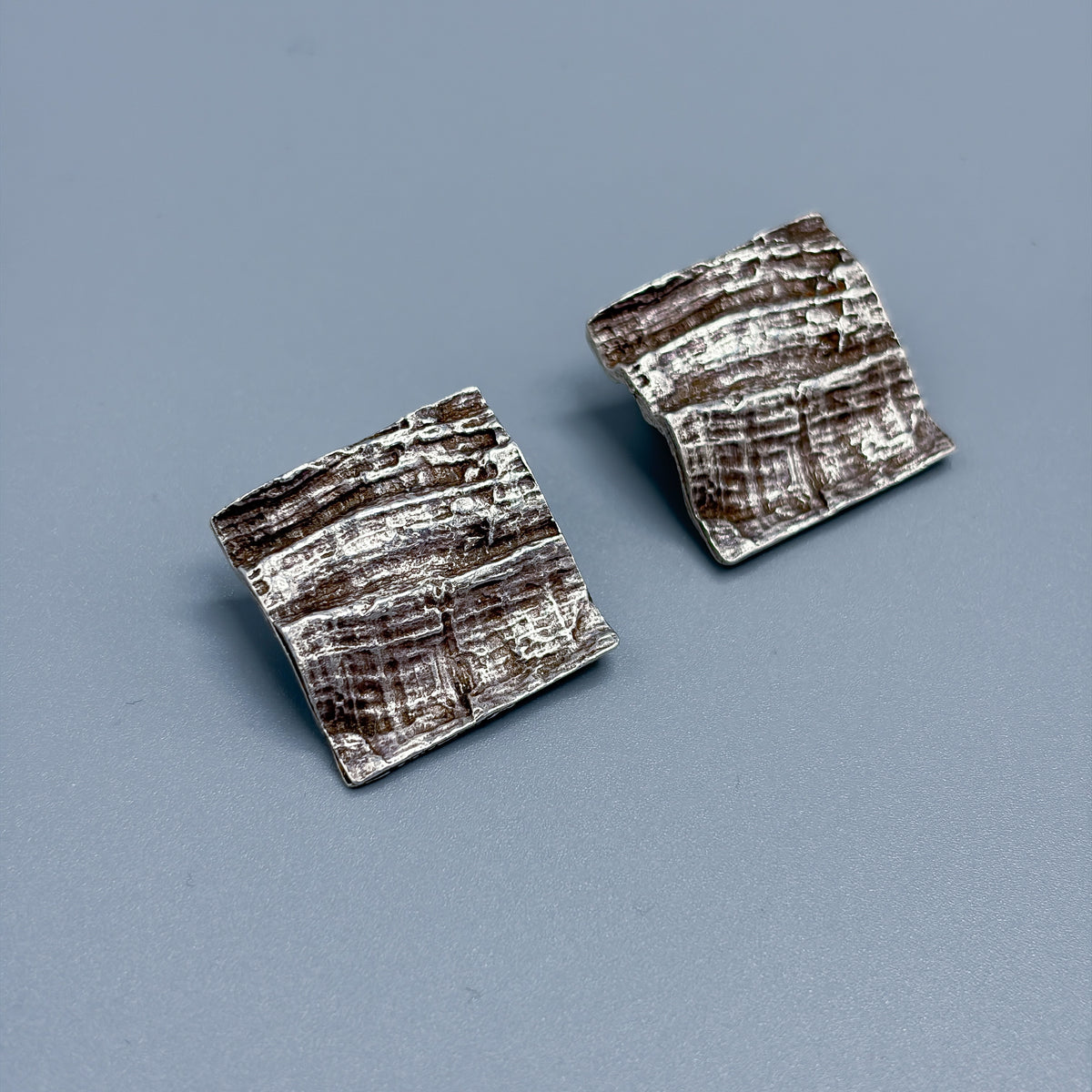 Estate Sterling Silver Knud V. Andersen Bark Plane Clip On Earrings