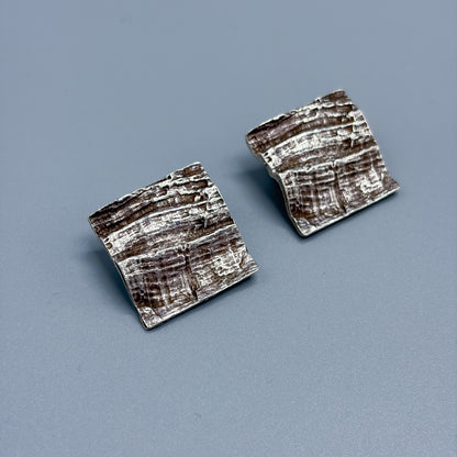 Estate Sterling Silver Knud V. Andersen Bark Plane Clip On Earrings