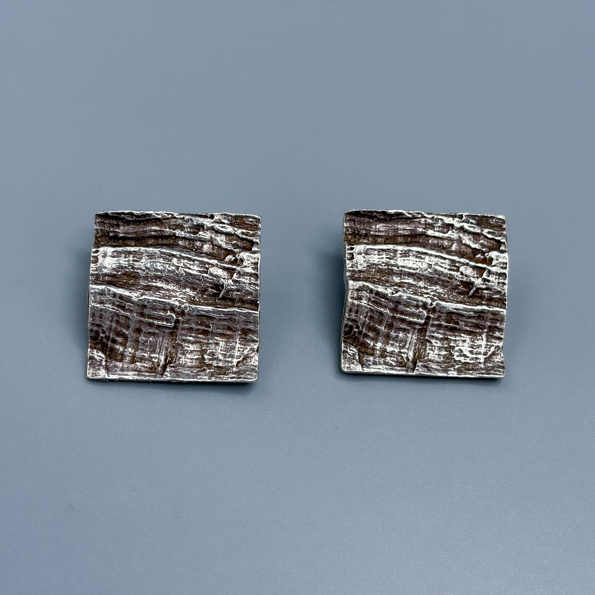 Estate Sterling Silver Knud V. Andersen Bark Plane Clip On Earrings