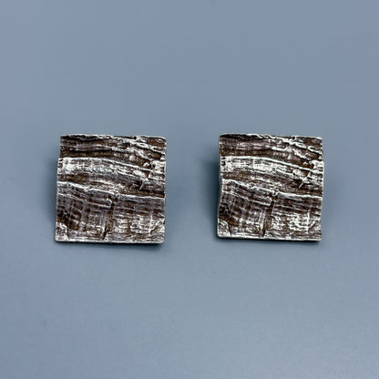 Estate Sterling Silver Knud V. Andersen Bark Plane Clip On Earrings