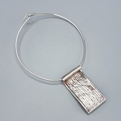 Estate Sterling Silver Knud V. Andersen Neck Ring with Bark Ribbon Pendant c 1970s