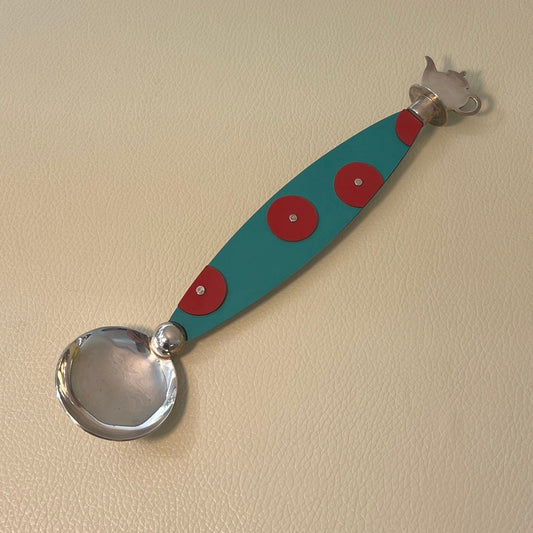 Mardi Jo Cohen Handmade Sterling Silver & Formica Memphis Design Sugar Spoon with Teapot Finial