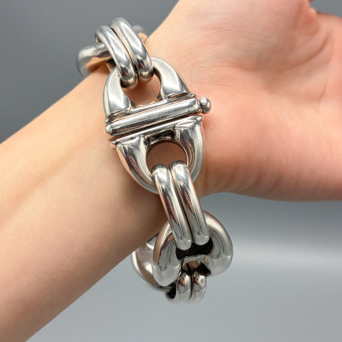 Estate Sterling Silver Extra Chunky Mariner Link Bracelet