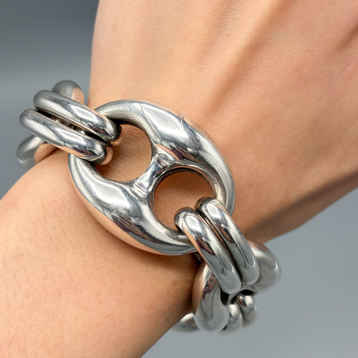 Estate Sterling Silver Extra Chunky Mariner Link Bracelet