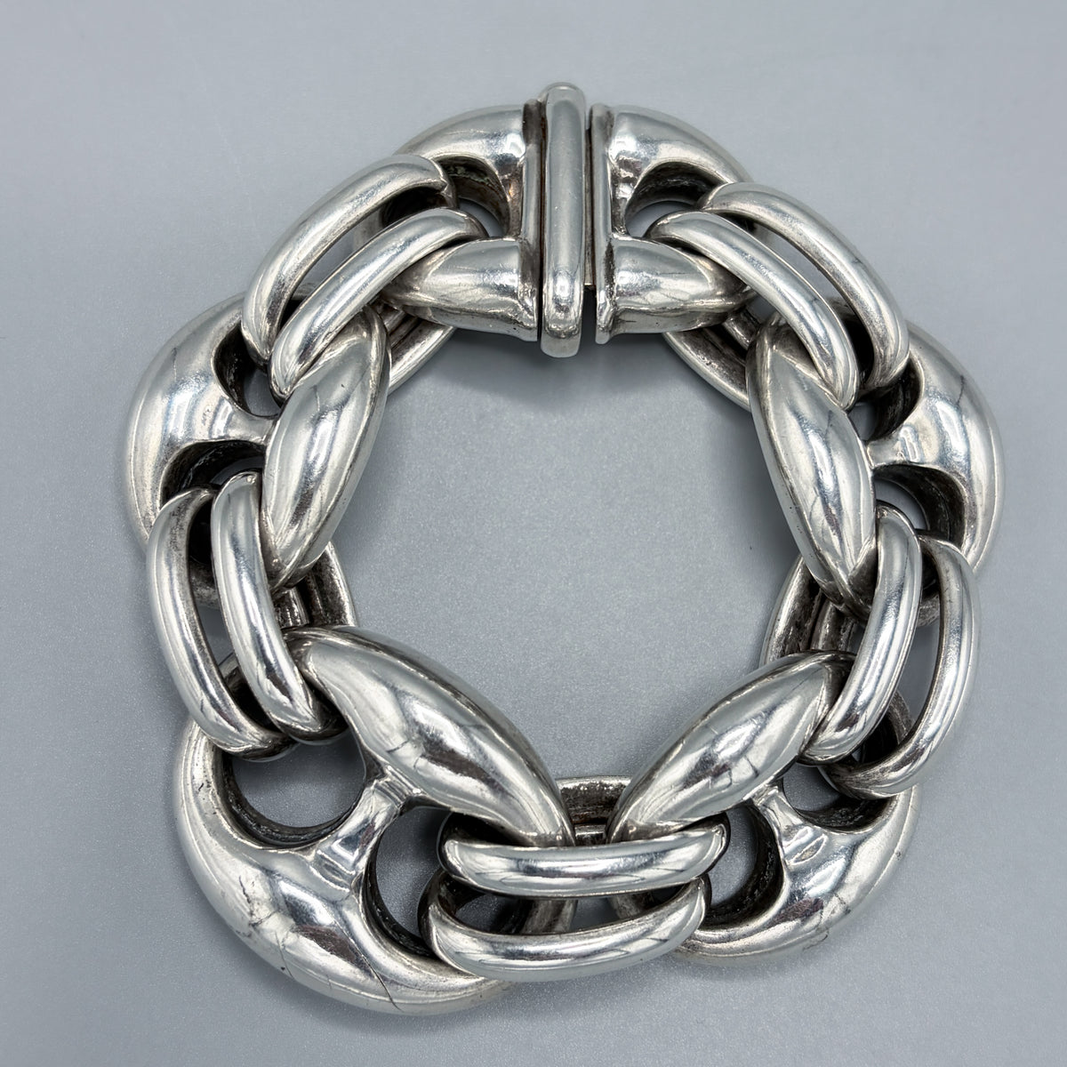Estate Sterling Silver Extra Chunky Mariner Link Bracelet