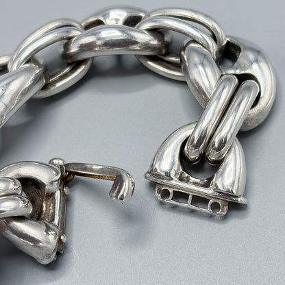 Estate Sterling Silver Extra Chunky Mariner Link Bracelet