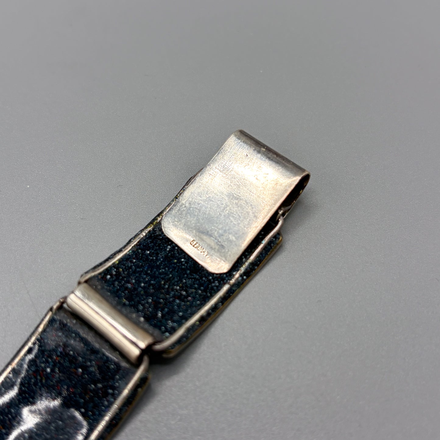 Estate German Polychrome Matte Enamel & Sterling Silver Medium Link Bracelet No 6