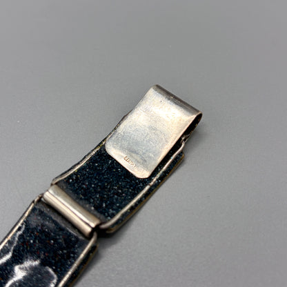 Estate German Polychrome Matte Enamel & Sterling Silver Medium Link Bracelet No 6
