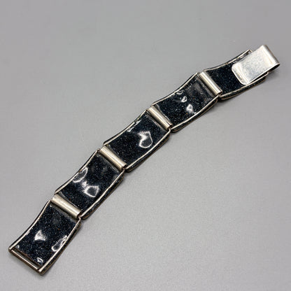 Estate German Polychrome Matte Enamel & Sterling Silver Medium Link Bracelet No 5