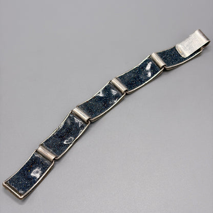 Estate German Polychrome Matte Enamel & Sterling Silver Small Link Bracelet No 4