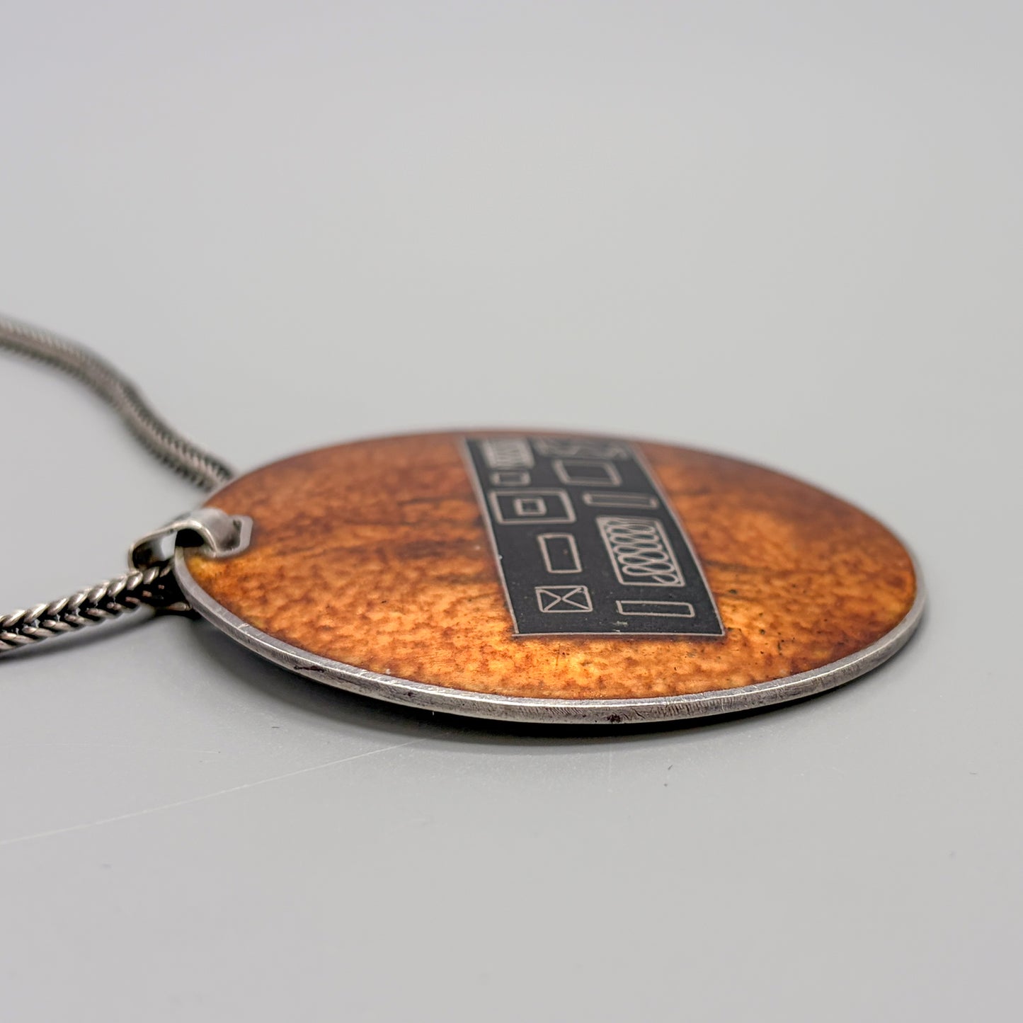 Estate German Polychrome Matte Enamel & Sterling Silver Medallion Pendant