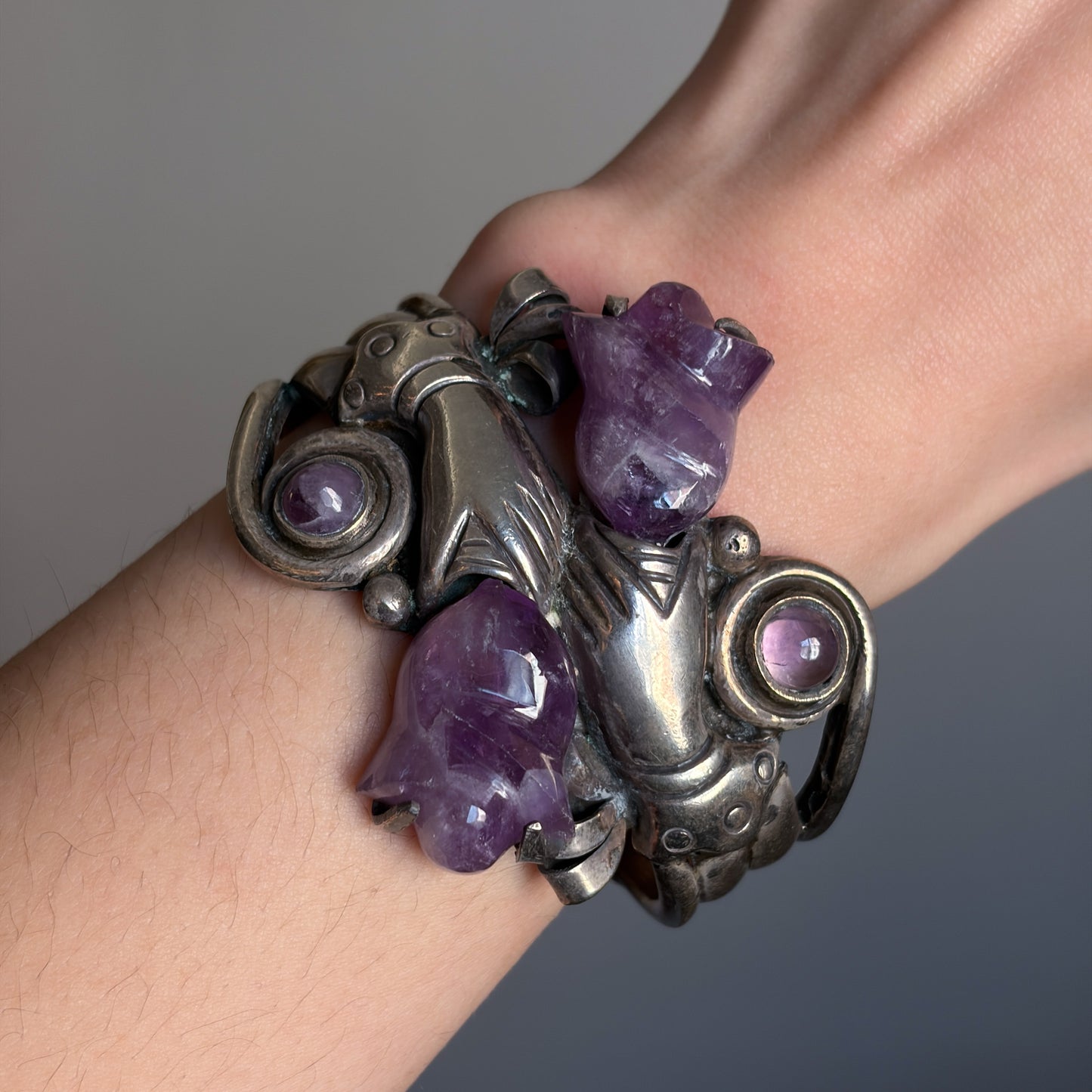 Estate William Spratling Sterling Silver and Amethyst "Continuity" Cuff