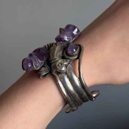 Estate William Spratling Sterling Silver and Amethyst "Continuity" Cuff