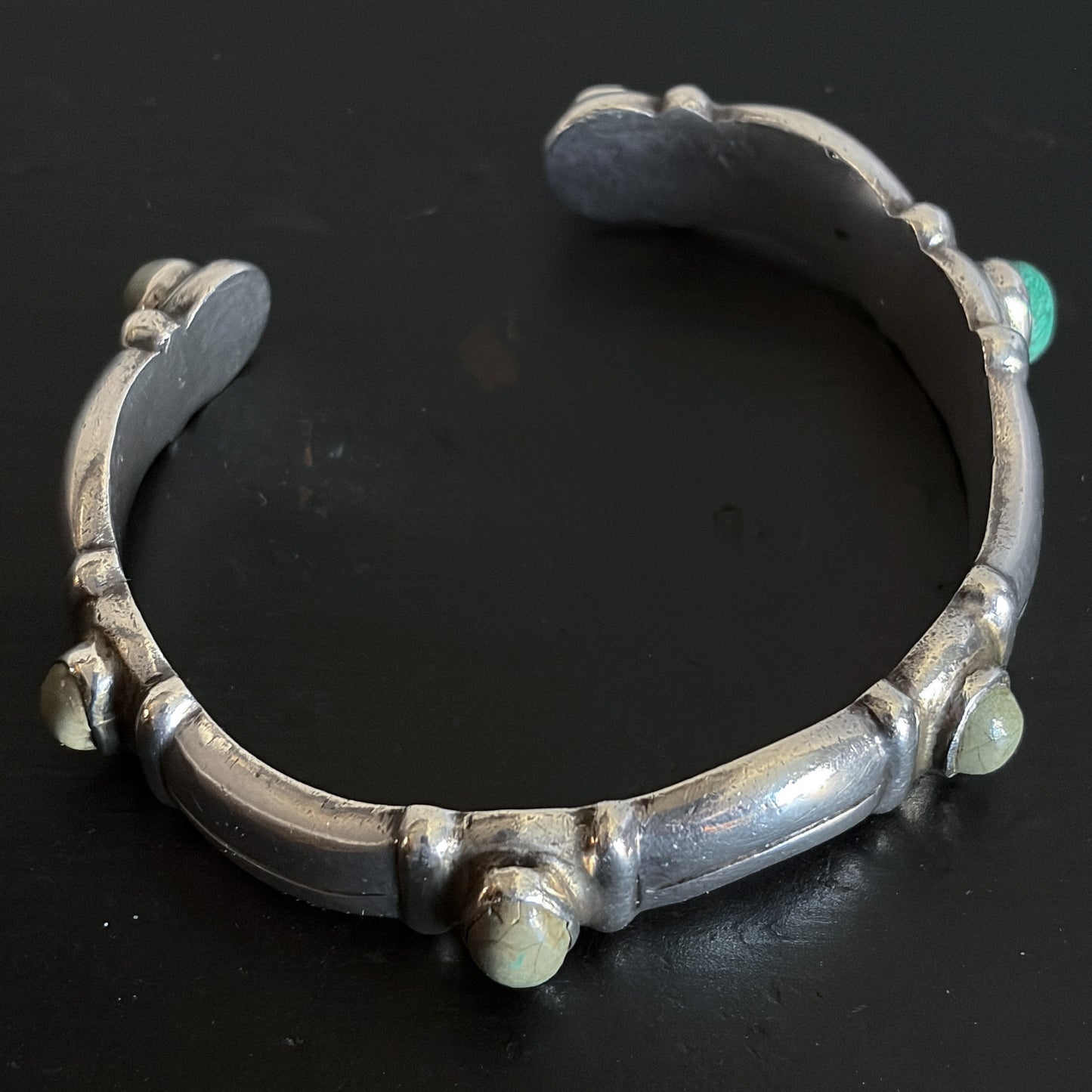 Estate 990 Silver and Turquoise Cuff Bracelet by Hector Aguilar