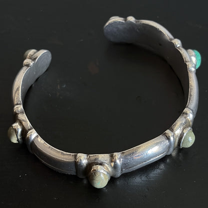 Estate 990 Silver and Turquoise Cuff Bracelet by Hector Aguilar