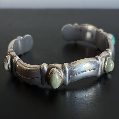 Estate 990 Silver and Turquoise Cuff Bracelet by Hector Aguilar