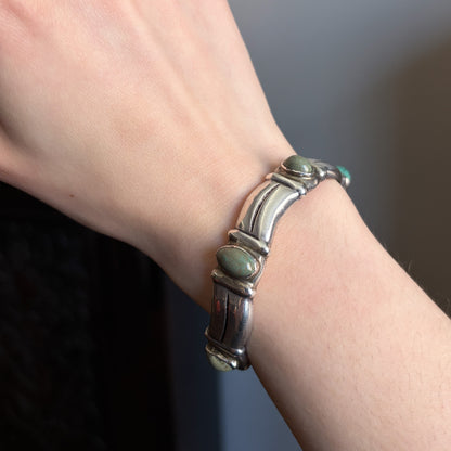 Estate 990 Silver and Turquoise Cuff Bracelet by Hector Aguilar