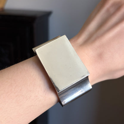 Estate Sterling Silver Large Rectangular Open Cuff