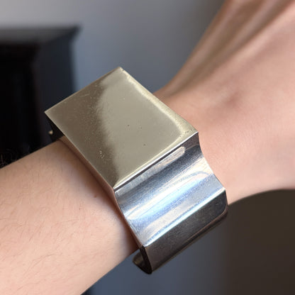 Estate Sterling Silver Large Rectangular Open Cuff