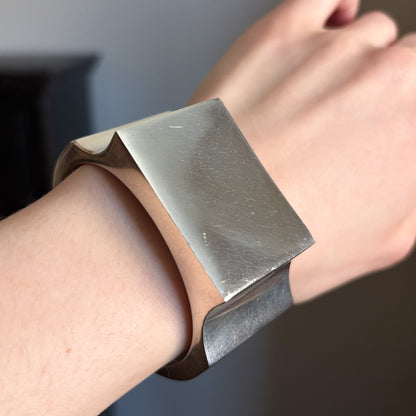 Estate Sterling Silver Large Rectangular Open Cuff