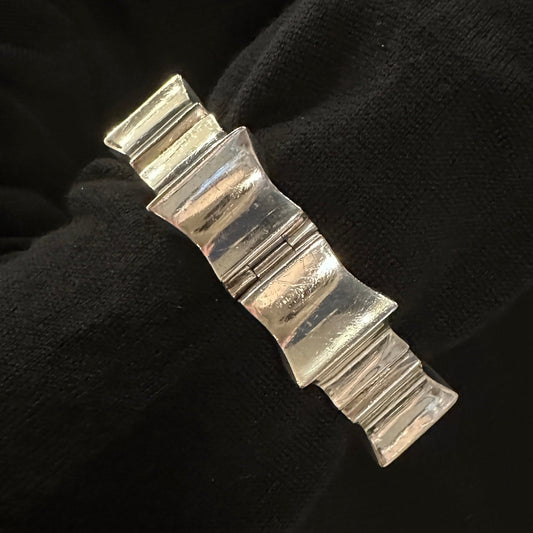 Estate Sterling Silver Taxco Modernist "Tread" Segment Hinged Bracelet