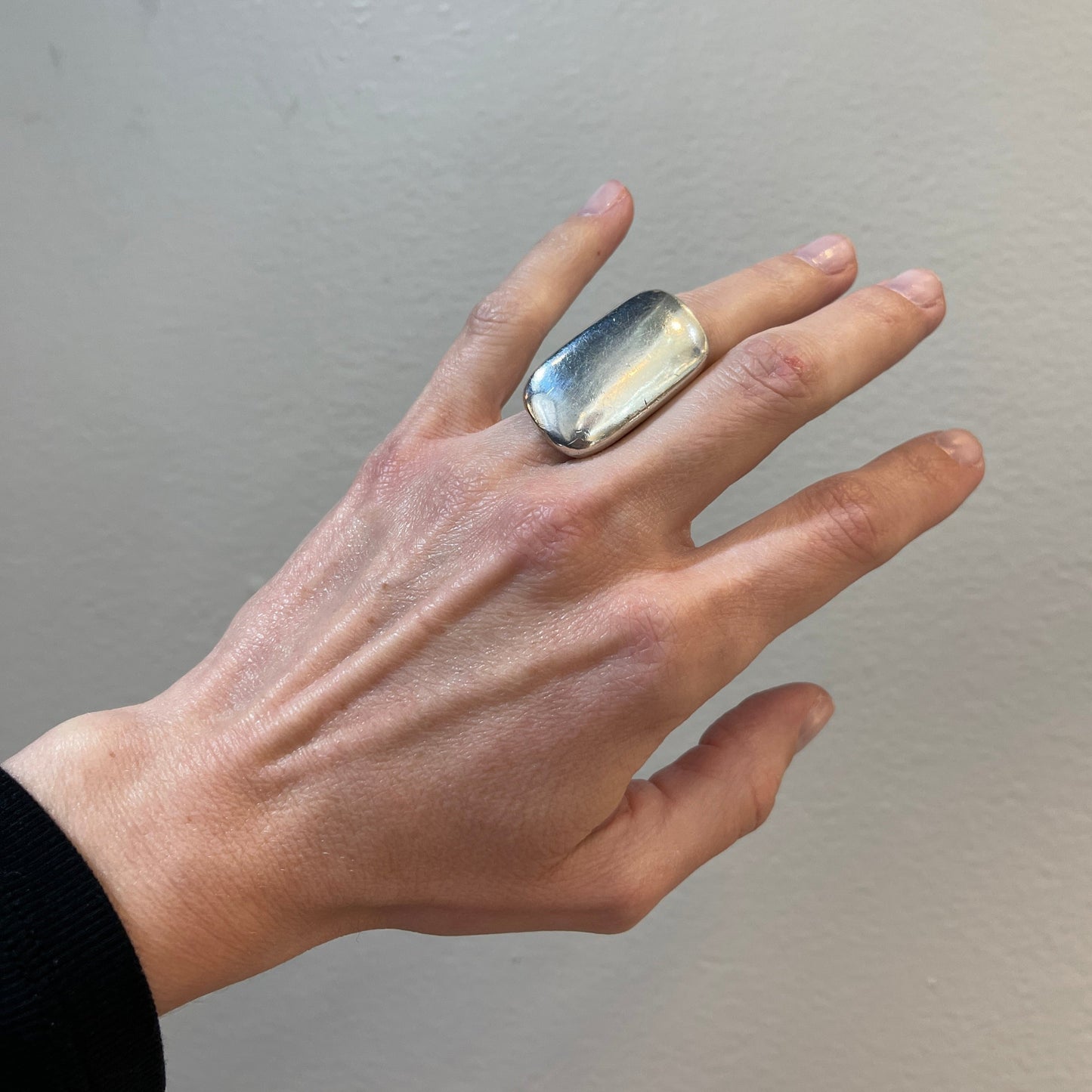 Estate Minas Spiridis Sterling Silver Modernist Rectangle Ring