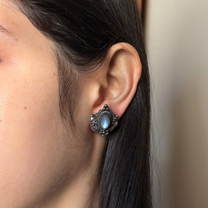 Sterling Silver Clip-On Earrings with Moonstone