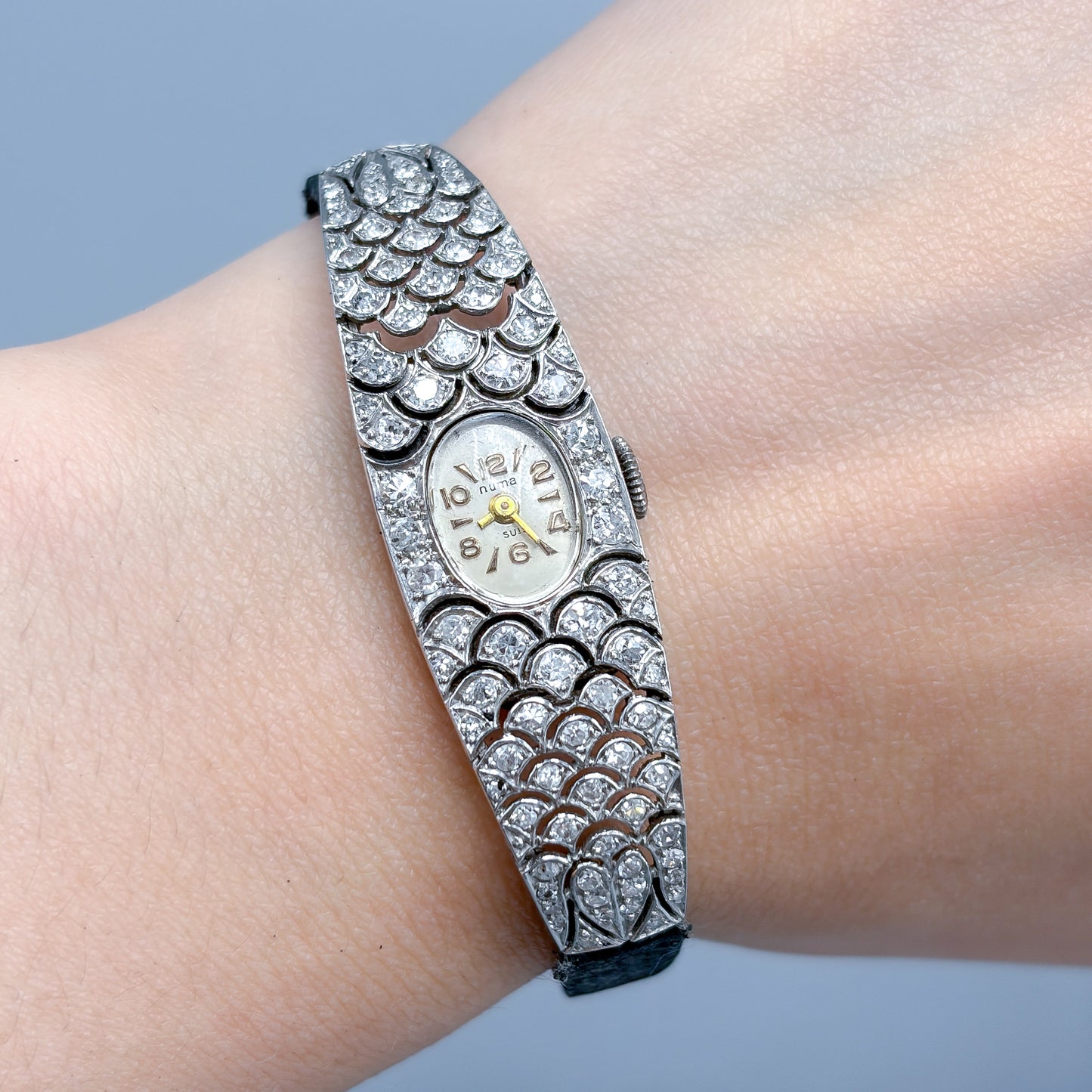Antique French Art Deco Platinum & Diamond Numa Watch