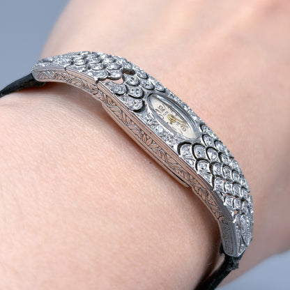 Antique French Art Deco Platinum & Diamond Numa Watch