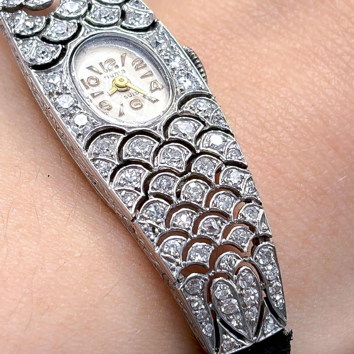 Antique French Art Deco Platinum & Diamond Numa Watch
