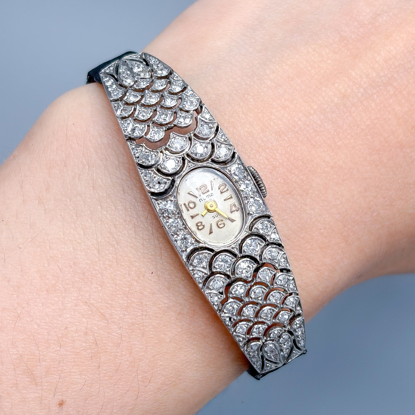 Antique French Art Deco Platinum & Diamond Numa Watch