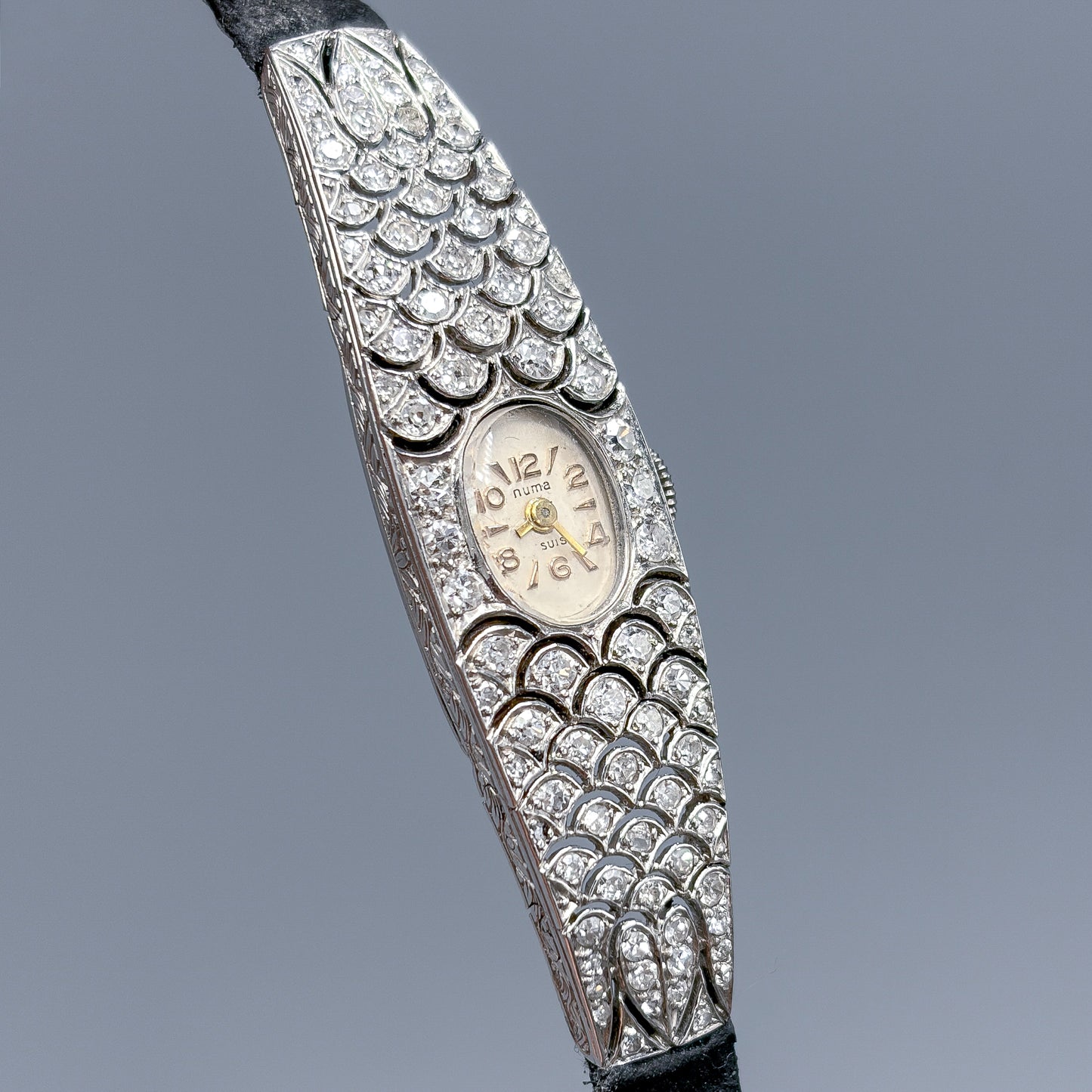 Antique French Art Deco Platinum & Diamond Numa Watch