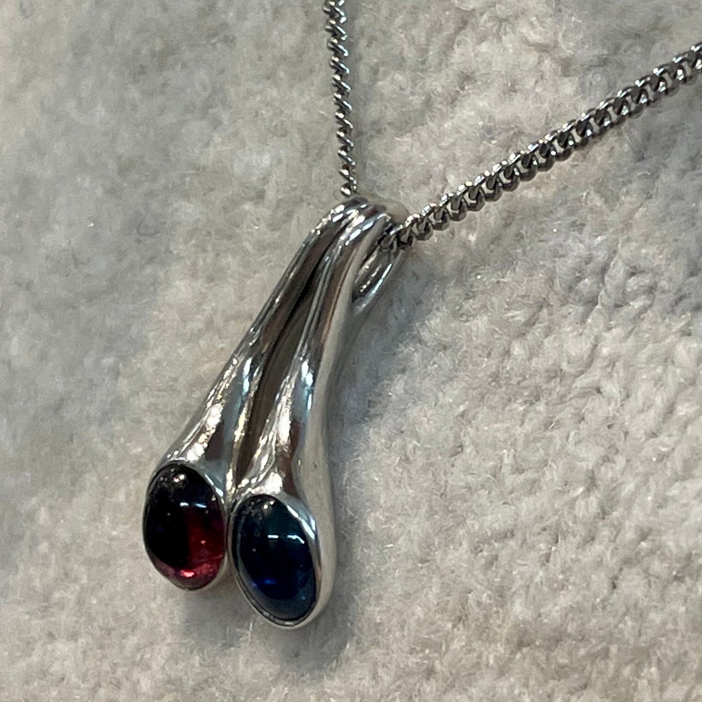 Georg Jensen 18K White Gold "Carnival" Pendant with Sapphire and Garnet