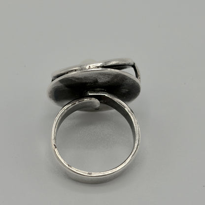 Estate Sterling Silver and Pearl Ring by Paul Miller