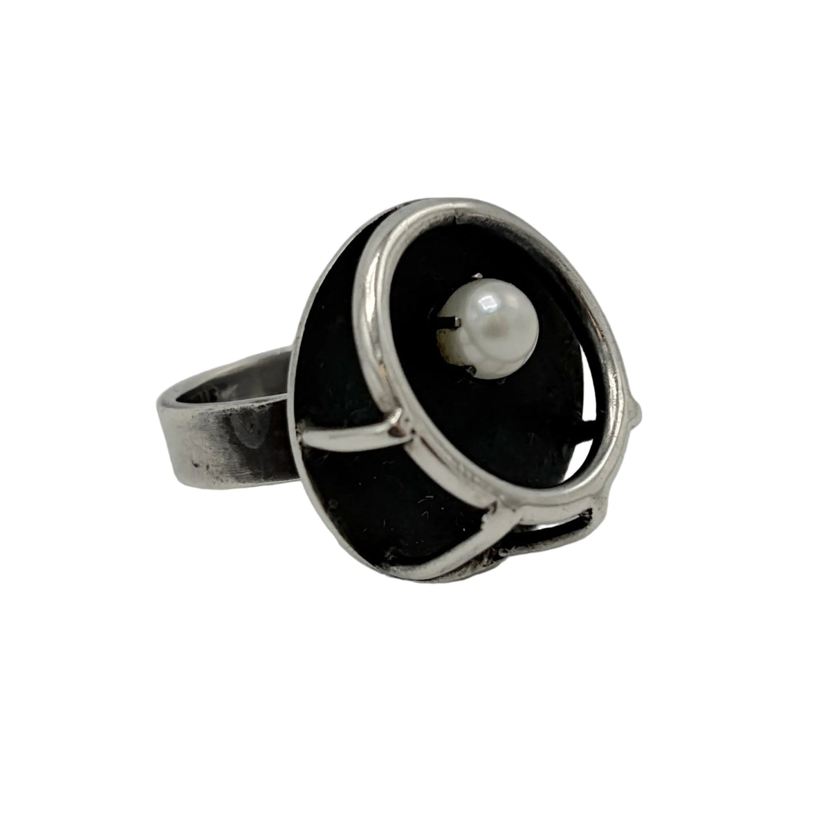 Estate Sterling Silver and Pearl Ring by Paul Miller