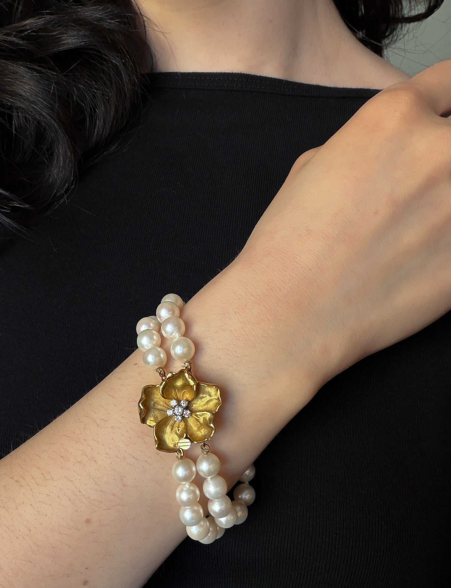 Estate Cultured  Akoya Pearl Necklace with Convertible Bracelet by Raymond C. Yard