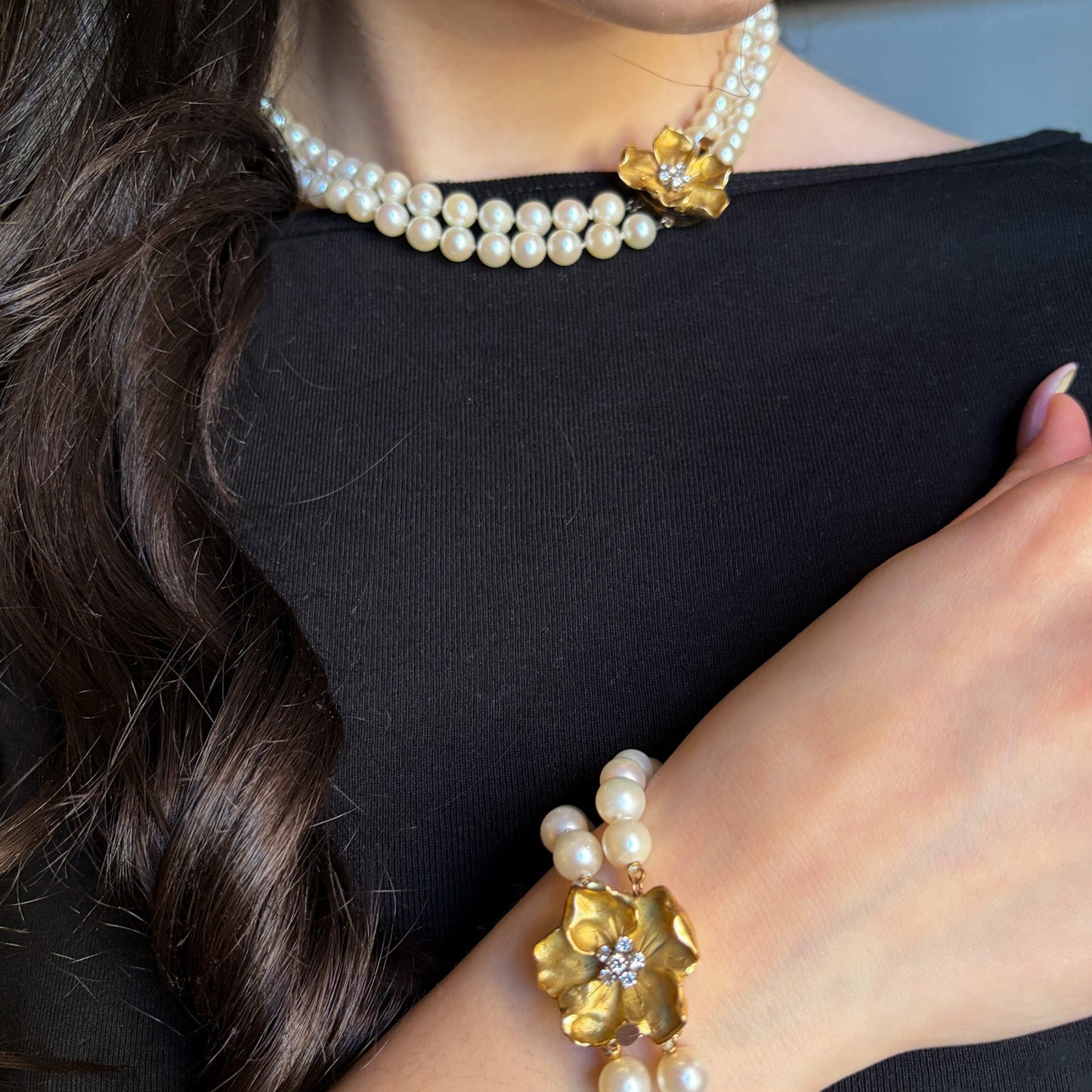 Estate Cultured  Akoya Pearl Necklace with Convertible Bracelet by Raymond C. Yard