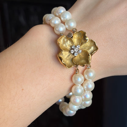 Estate Cultured  Akoya Pearl Necklace with Convertible Bracelet by Raymond C. Yard