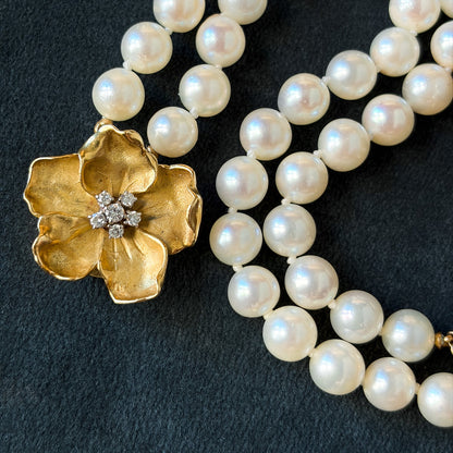 Estate Cultured  Akoya Pearl Necklace with Convertible Bracelet by Raymond C. Yard